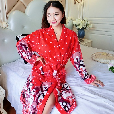 2 Part Women Long Bathrobe Robe With Belt